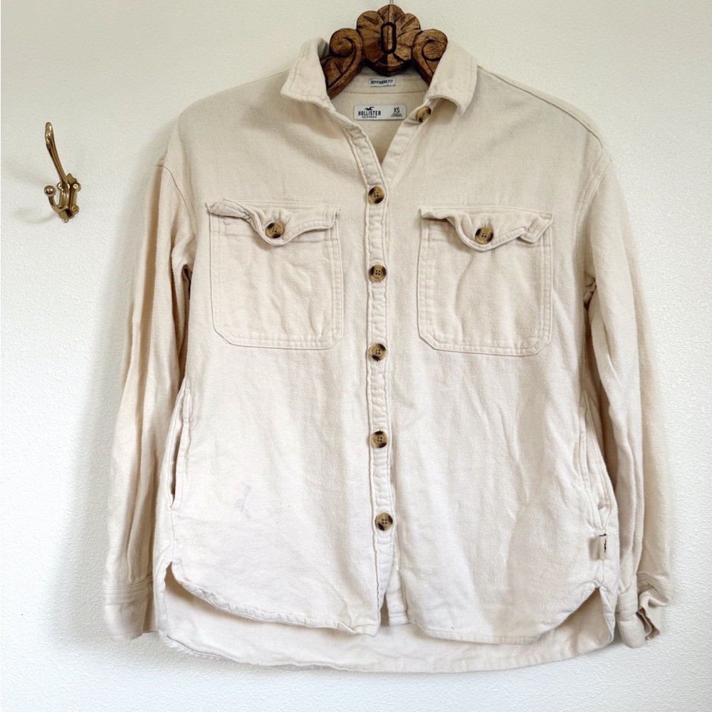 Hollister Light Tan Button Up Jacket